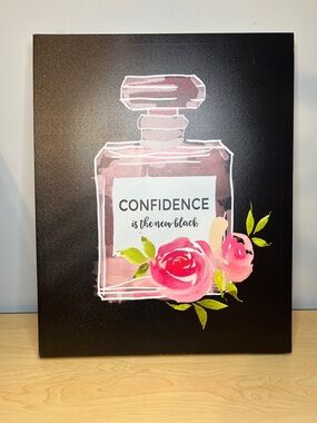 Confidence Perfume Bottle Wall Art - Pink Floral Print